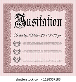 Red Retro invitation template. Customizable, Easy to edit and change colors. With complex background. Elegant design. 