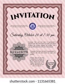 Red Retro invitation template. Customizable, Easy to edit and change colors. With background. Retro design. 