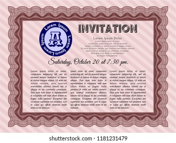 Red Retro invitation template. Customizable, Easy to edit and change colors. Easy to print. Beauty design. 