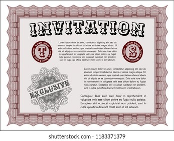 Red Retro invitation template. Customizable, Easy to edit and change colors. Printer friendly. Superior design. 