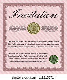 Red Retro invitation template. Customizable, Easy to edit and change colors. With complex linear background. Retro design. 