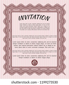 Red Retro invitation template. Customizable, Easy to edit and change colors. With linear background. Money design. 