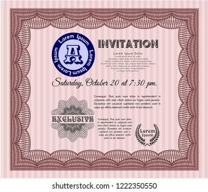 Red Retro invitation template. Customizable, Easy to edit and change colors. Printer friendly. Good design. 