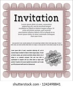 Red Retro invitation template. Customizable, Easy to edit and change colors. With linear background. Cordial design. 