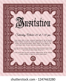 Red Retro invitation template. Customizable, Easy to edit and change colors. With linear background. Superior design. 