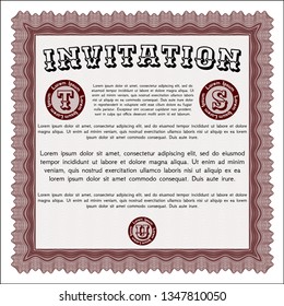 Red Retro invitation template. Customizable, Easy to edit and change colors. With linear background. Retro design. 
