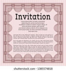 Red Retro invitation template. Customizable, Easy to edit and change colors. With great quality guilloche pattern. Perfect design. 