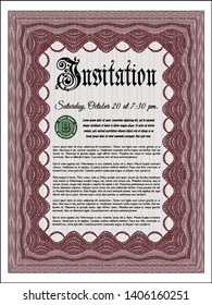 Red Retro invitation template. Customizable, Easy to edit and change colors. With quality background. Perfect design. 