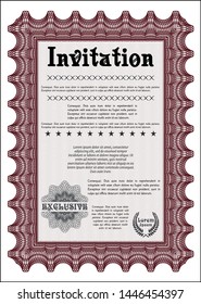 Red Retro invitation template. Customizable, Easy to edit and change colors. With background. Modern design. 