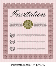 Red Retro invitation template. Customizable, Easy to edit and change colors. With background. Cordial design. 