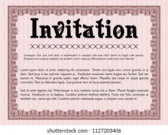 Red Retro invitation template. Retro design. Customizable, Easy to edit and change colors. With guilloche pattern and background. 