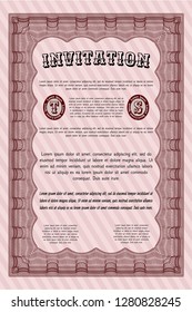 Red Retro invitation template. Retro design. Vector illustration. Printer friendly. 
