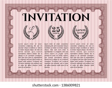 Red Retro invitation template. Retro design. Customizable, Easy to edit and change colors. With background. 