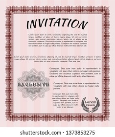 Red Retro invitation template. Detailed. Easy to print. Superior design. 
