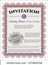Red Retro invitation template. Detailed. Easy to print. Modern design. 