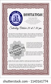 Red Retro invitation template. Easy to print. Perfect design. Customizable, Easy to edit and change colors. 
