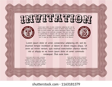 Red Retro invitation template. Easy to print. Customizable, Easy to edit and change colors. Perfect design. 