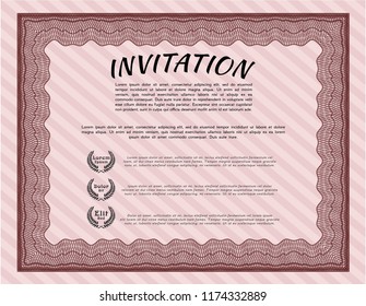 Red Retro invitation template. Easy to print. Cordial design. Vector illustration. 