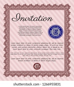 Red Retro invitation template. Easy to print. Vector illustration. Good design. 