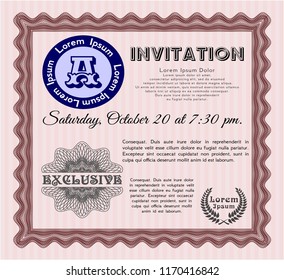 Red Retro invitation template. Elegant design. With quality background. Detailed. 