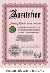 Red Retro invitation template. Elegant design. With quality background. Customizable, Easy to edit and change colors. 