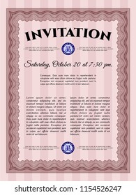 Red Retro invitation template. Excellent design. Detailed. Easy to print. 