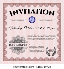 Red Retro invitation template. Excellent design. Complex background. Customizable, Easy to edit and change colors. 