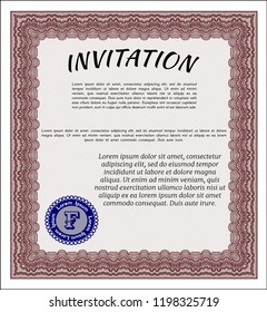 Red Retro invitation template. Good design. With quality background. Vector illustration. 