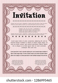 Red Retro invitation template. Good design. Detailed. Easy to print. 