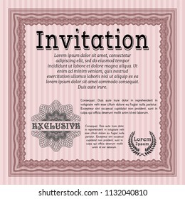 Red Retro invitation template. With great quality guilloche pattern. Excellent design. Detailed. 