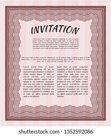 Red Retro invitation template. With great quality guilloche pattern. Detailed. Superior design. 