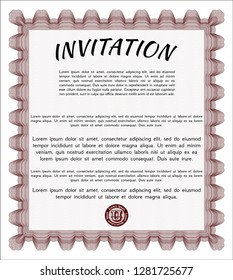 Red Retro invitation template. With linear background. Money design. Customizable, Easy to edit and change colors. 