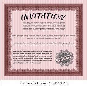 Red Retro invitation template. With linear background. Customizable, Easy to edit and change colors. Sophisticated design. 
