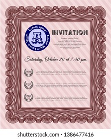 Red Retro invitation template. With linear background. Excellent design. Customizable, Easy to edit and change colors. 