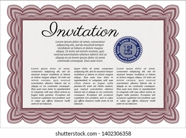Red Retro invitation template. Modern design. Easy to print. Customizable, Easy to edit and change colors. 