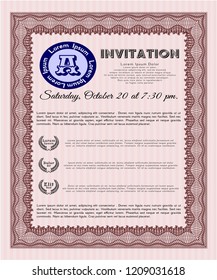 Red Retro invitation template. Money design. Vector illustration. Easy to print. 