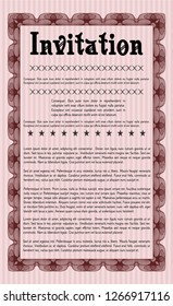 Red Retro invitation template. Money design. Customizable, Easy to edit and change colors. Easy to print. 