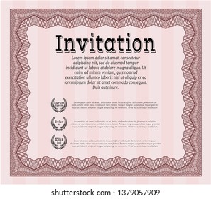Red Retro invitation template. Money design. Vector illustration. Printer friendly. 