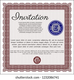 Red Retro invitation template. Nice design. Vector illustration. Complex background. 