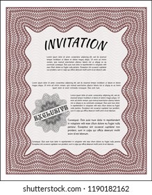 Red Retro invitation template. Perfect design. Printer friendly. Vector illustration. 