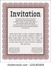 Red Retro invitation template. Perfect design. Customizable, Easy to edit and change colors. With great quality guilloche pattern. 