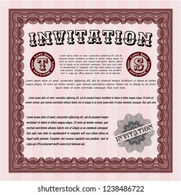 Red Retro invitation template. Perfect design. With background. Vector illustration. 