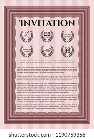 Red Retro invitation template. Printer friendly. Detailed. Superior design. 
