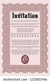 Red Retro invitation template. Printer friendly. Vector illustration. Beauty design. 