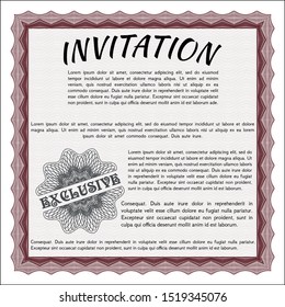 Red Retro invitation template. Printer friendly. Vector illustration. Elegant design. 