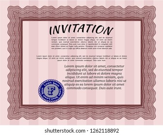Red Retro invitation template. With quality background. Customizable, Easy to edit and change colors. Retro design. 