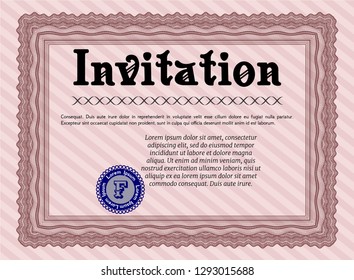 Red Retro invitation template. With quality background. Superior design. Vector illustration. 