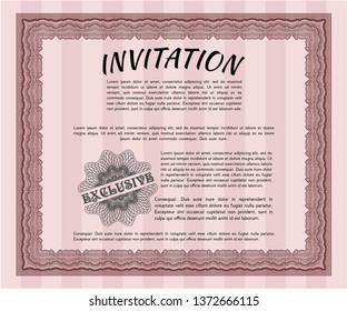 Red Retro invitation template. With quality background. Detailed. Excellent design. 