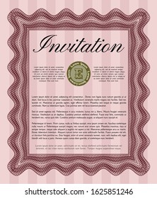 Red Retro invitation template. With quality background. Detailed. Excellent design. 