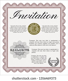 Red Retro invitation template. Superior design. Vector illustration. With complex background. 